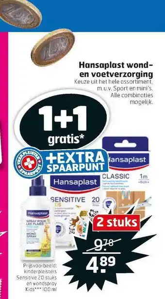 Trekpleister Hansaplast wond- en voetverzorging 1+1 Gratis aanbieding