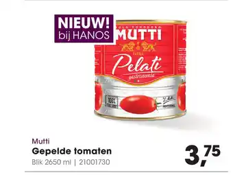 HANOS Mutti Gepelde tomaten 2650 ml aanbieding