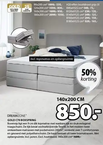 Jysk Dreamzone gold c70 boxspring 50% Korting aanbieding