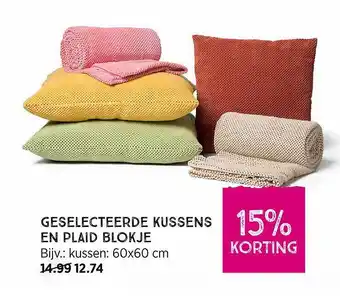 Xenos Geselecteerde kussens en plaid blokje 15% Korting aanbieding