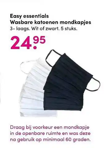 DA Easy essentials wasbare katoenen mondkapjes aanbieding