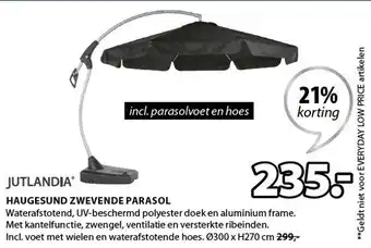 Jysk Haugesund zwevende parasol 300x270 cm aanbieding