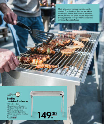 Sligro Bonfire houtskoolbarbecue aanbieding