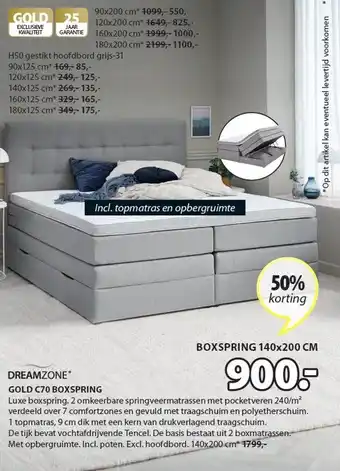 Jysk GOLD C70 BOXSPRING aanbieding