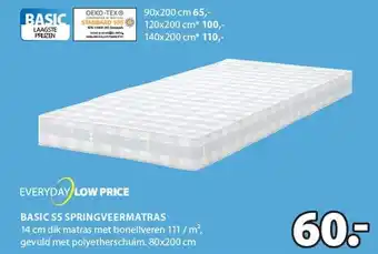 Jysk BASIC S5 SPRINGVEERMATRAS aanbieding