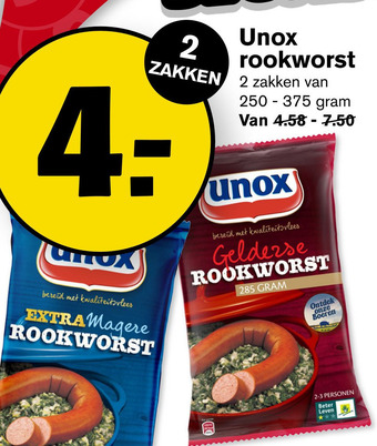 Hoogvliet Unox rookworst aanbieding