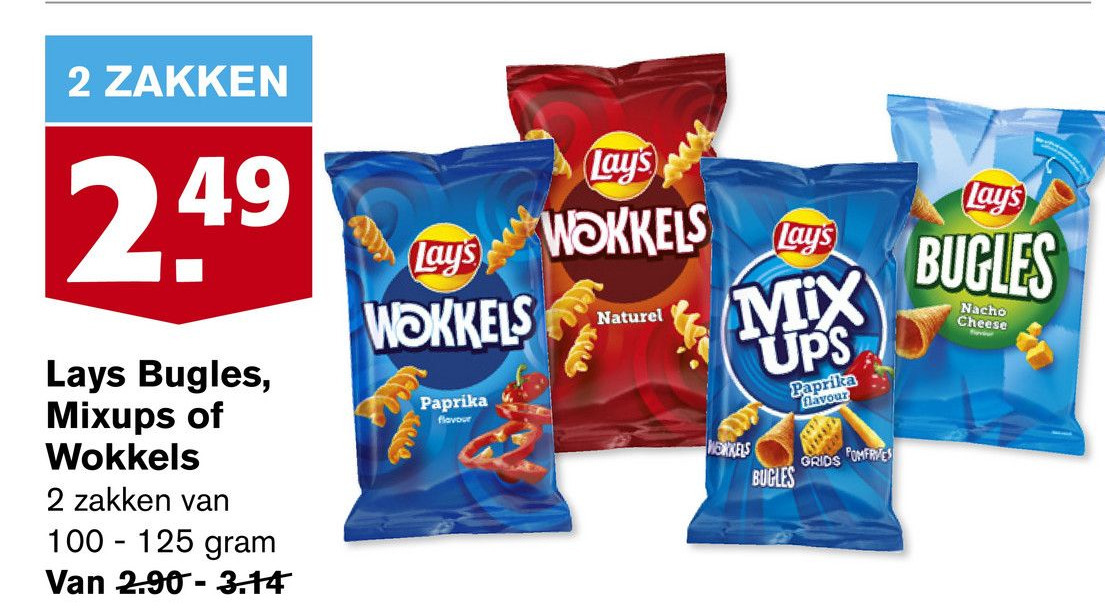 Lays Bugles, Mixups of Wokkels aanbieding bij Hoogvliet