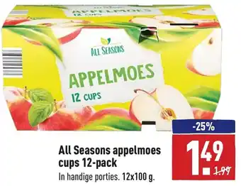 ALDI All Seasons appelmoes cups 12-pack 12x100g aanbieding