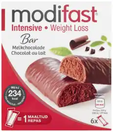 De Online Drogist Modifast Intensive Reep Melkchocolade 6ST aanbieding