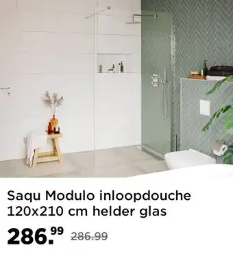 Saniweb Saqu Modulo inloopdouche 120x210 cm helder glas aluminium aanbieding