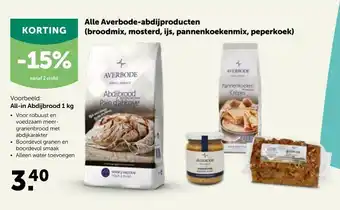 Aveve Alle Averbode-abdijproducten (broodmix, mosterd, ijs, pannenkoekenmix, peperkoek) aanbieding