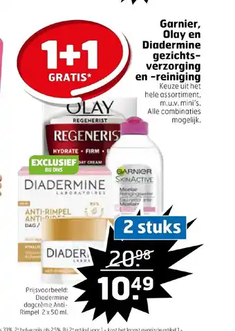 Trekpleister Garnier, Olay en Diadermine gezichtsverzorging en -reiniging aanbieding