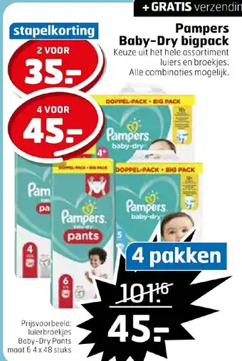 Trekpleister Pampers Baby-Dry bigpack aanbieding