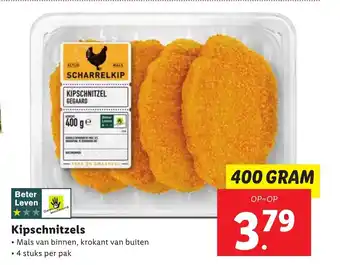 Lidl Kipschnitzels 4 stuks per pak 400 gram aanbieding