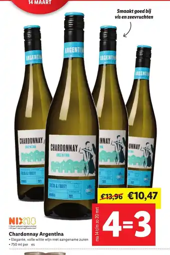 Lidl Chardonnay Argentina 750 ml aanbieding