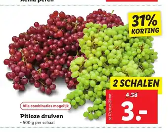 Lidl Pitloze druiven 500 g per schaal 2 schalen aanbieding