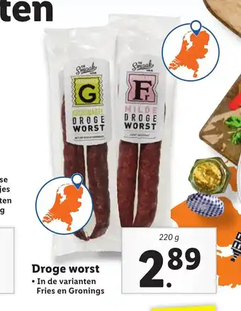 Lidl Droge worst 220 g aanbieding