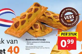 Lidl Rookworstbroodje per stuk aanbieding