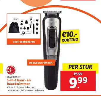 Lidl Silvercrest 5-in-1 haar- en baardtrimmer per stuk aanbieding