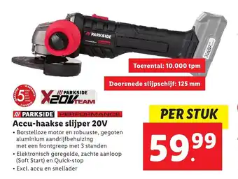 Lidl Parkside Accu-haakse slijper 20V per stuk aanbieding