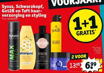 Kruidvat Syoss, schwarzkopf, got2b en taft haar-verzorging en styling aanbieding