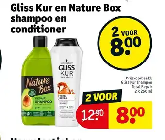 Kruidvat Gliss kur en nature box shampoo en conditioner aanbieding