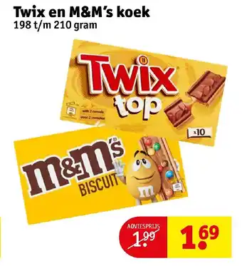 Kruidvat Twix en M&M's koek 198g aanbieding