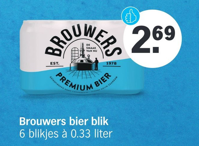 Brouwers bier blik aanbieding bij Albert Heijn