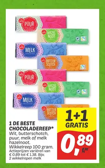 Dekamarkt 1 De Beste chocoladereep 100 gram aanbieding