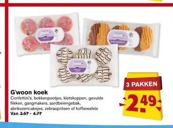 Hoogvliet G'woon koek 3 pakken aanbieding