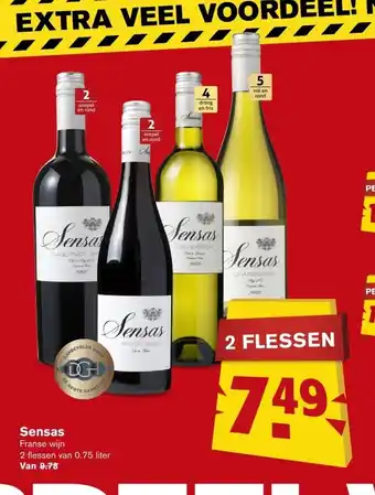 Hoogvliet Sensas 2 flessen van 0.75 liter aanbieding