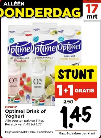 Vomar Voordeelmarkt Optimel drink of yoghurt aanbieding