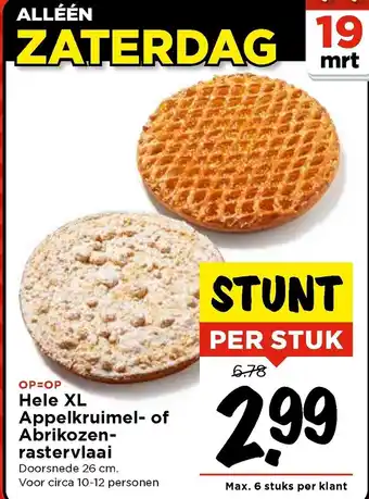 Vomar Voordeelmarkt Hele XL appelkruimel- of abrikozenrastervlaai 26cm aanbieding