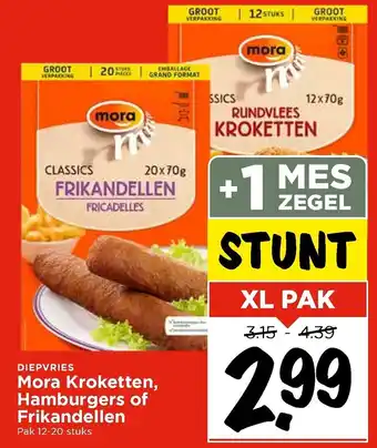 Vomar Voordeelmarkt Mora kroketten, hamburgers of frikandellen aanbieding