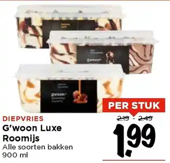 Vomar Voordeelmarkt G'woon luxe roomijs 900ml aanbieding