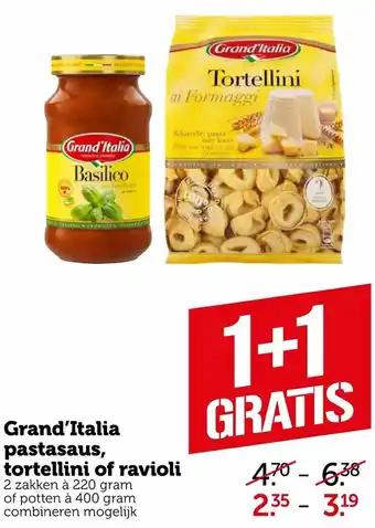 Coop Grand'Italia pastasaus, tortellini of ravioli 220-400g aanbieding