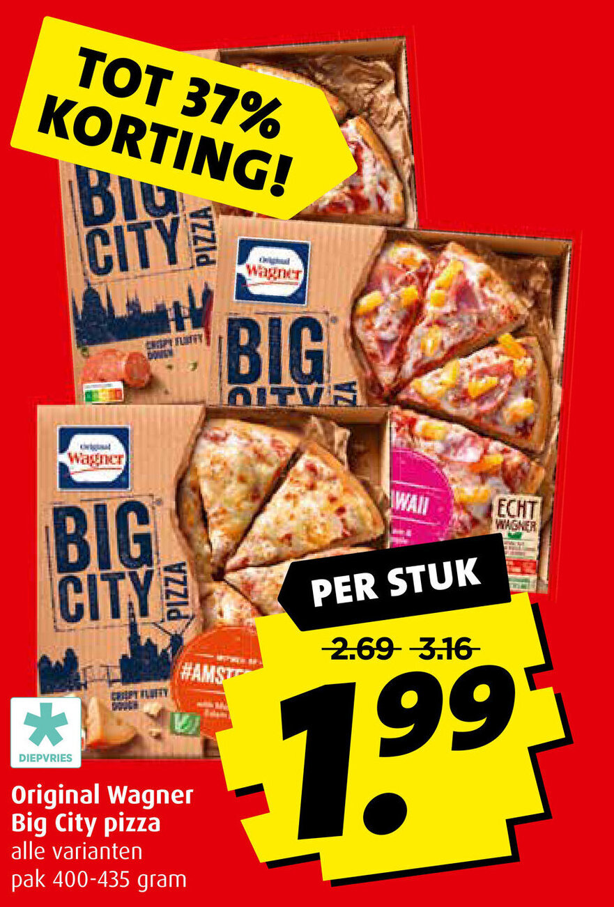 Original Wagner Big City pizza 400435 gram aanbieding bij Boni