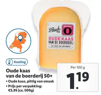 Lidl Oude kaas van de boerderij 50+ aanbieding