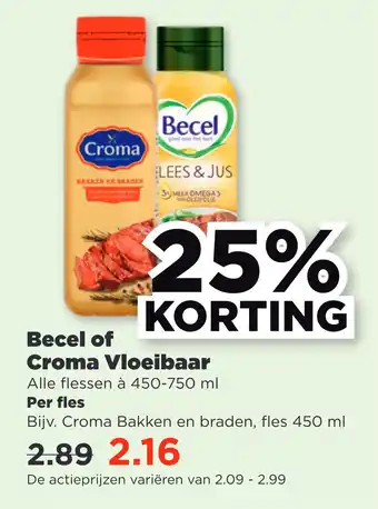 PLUS Becel of Croma Vloeibaar aanbieding