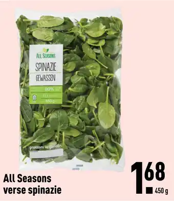 ALDI All Seasons verse spinazie aanbieding