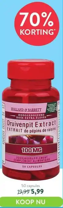 Holland & Barrett EXTRAIT de pépins de raisins Druivenpit Extract aanbieding