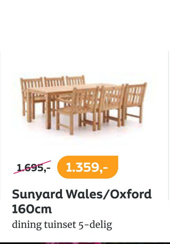 Kees Smit Sunyard Wales/Oxford 160cm dining tuinset 5-delig aanbieding