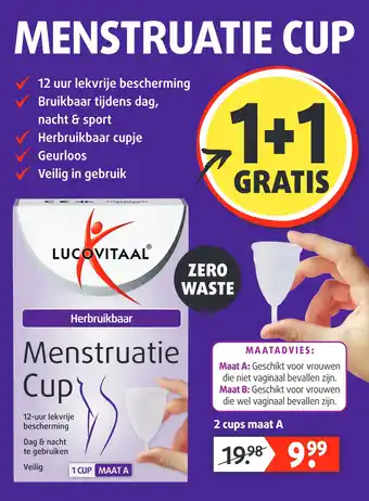 Lucovitaal Menstruatie cup aanbieding