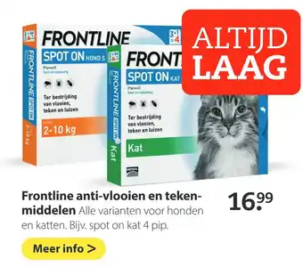 Pets Place Frontline anti-vlooien en tekenmiddelen aanbieding