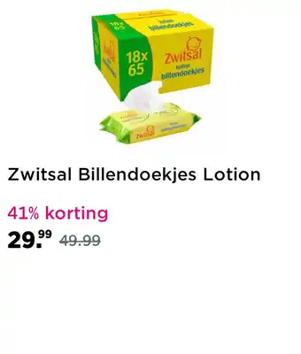 Plein.nl Zwitsal billendoekjes lotion 1170 aanbieding