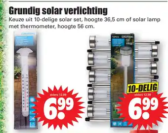 Dirk Grundig solar verlichting Keuze uit 10-delige solar set, hoogte 36,5 cm of solar lamp met thermometer, hoogte 56 cm. aanbieding