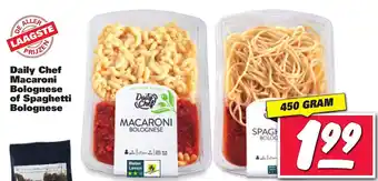 Nettorama Daily Chef Macaroni Bolognese of Spaghetti Bolognese aanbieding