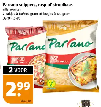 Poiesz Parrano snippers, rasp of strooikaas 170g aanbieding