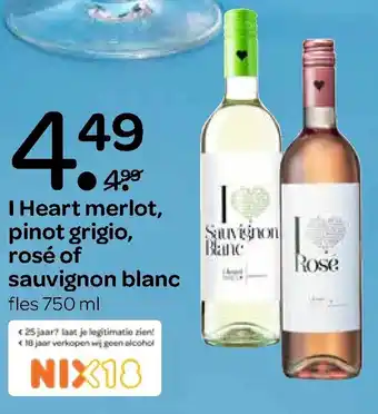 Spar I Heart merlot, pinot grigio, rose of sauvignon blanc 750ml aanbieding