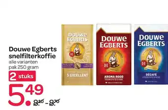 Spar Douwe egberts snelfilterkoffie 250 gram aanbieding